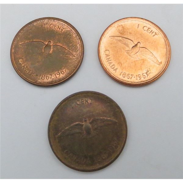 3x Canadian Pennies 1967