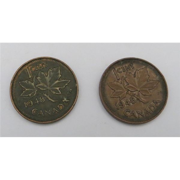 2x Canadian Pennies 1948