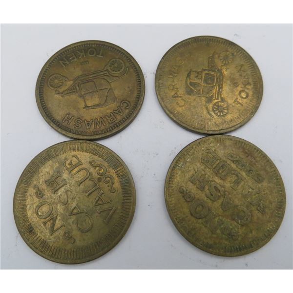 4 Vintage Ford Model T Car Wash Tokens