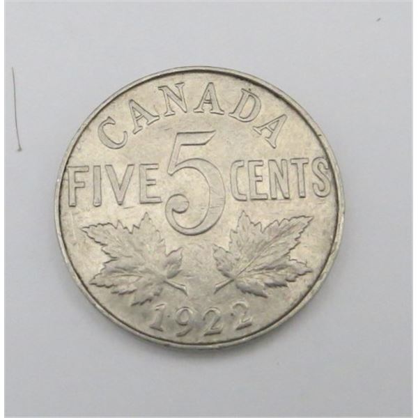 1922 Canadian 5 Cent Coin