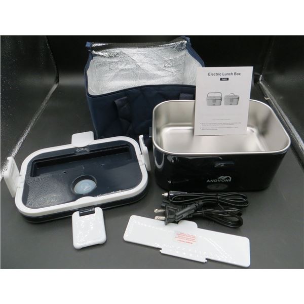 New Andvon 1.8L Electric Heated Lunch Box-80W Large-Capacity Portable Food Heater W/Carry Bag