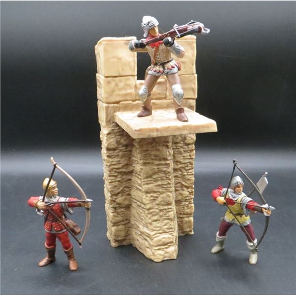 Schleich Medieval Knights Castle Wall Draw Bridge Piece With 3 Archer Figures