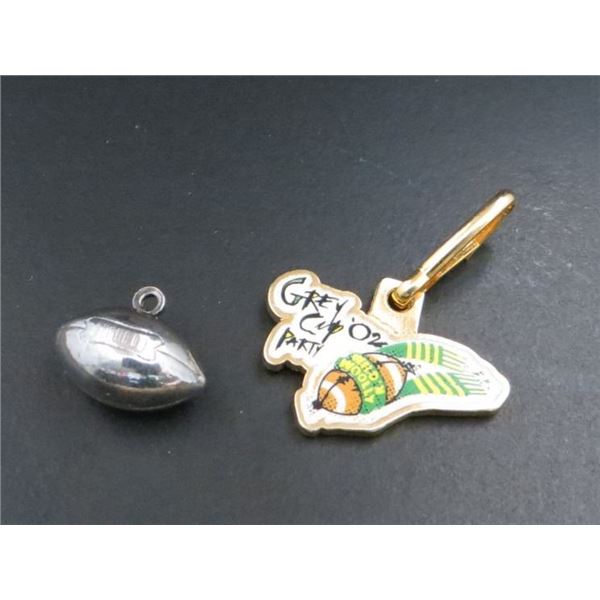 2 Football Necklace Charms Grey Cup & a Football