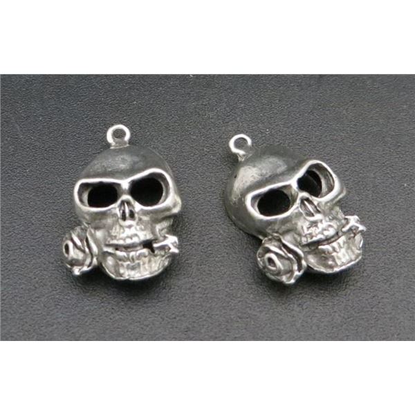 2 New Pewter Charm Skulls