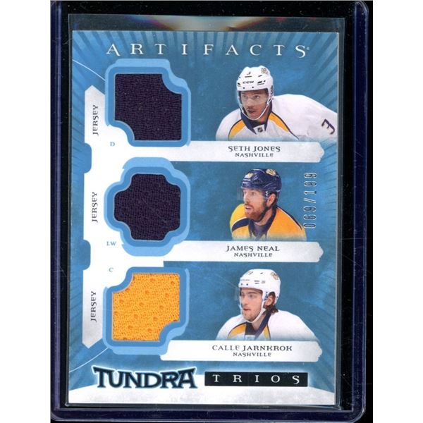 2015-16 Artifacts Tundra Trios Jerseys Seth Jones/James Neal/Calle Jarnkrok 69/199