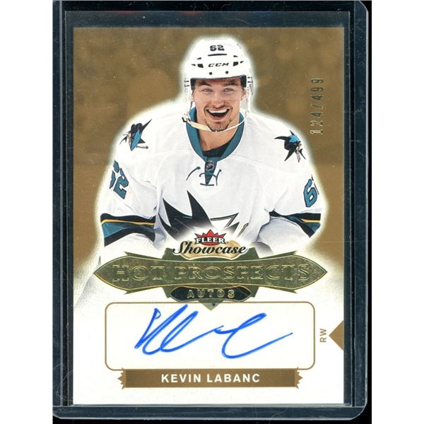 2016-17 Fleer Showcase #175 Kevin Labanc Autographed RC 124/499