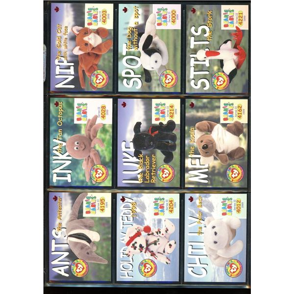 Lot of 9 Embossed Beanie Baby Collector Cards