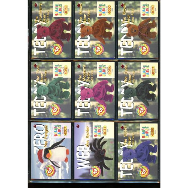 Lot of 9 Embossed Beanie Baby Collector Cards