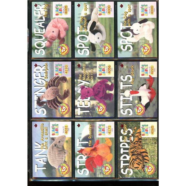 Lot of 9 Embossed Beanie Baby Collector Cards