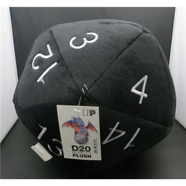 New Jumbo D20 Plush Black 20 sided Dice