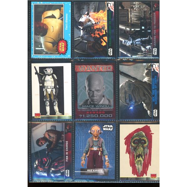 Lot of 9 Various Star Wars Collector Cards Including Inserts & Chrome Cards