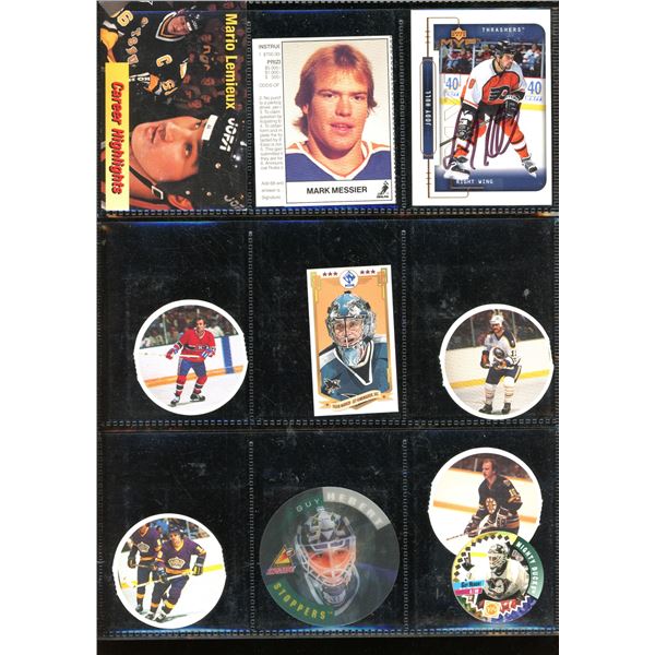 Lot Of 9 Various Hockey Cards, Pogs and autographed cards