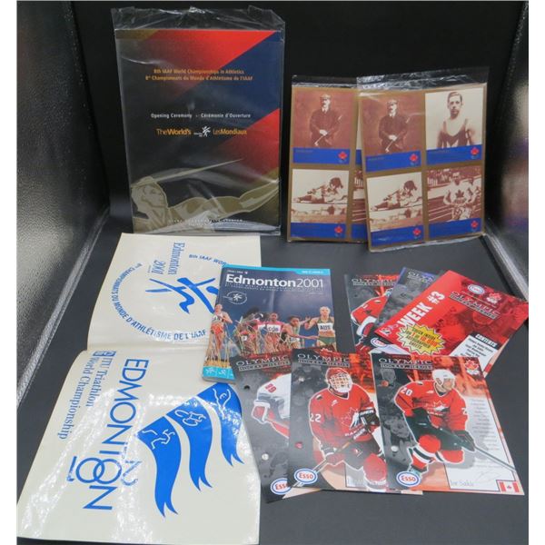 Collection Of Various Sports Memorabilia Esso Hockey Cards, Sealed Olympic Cards & More