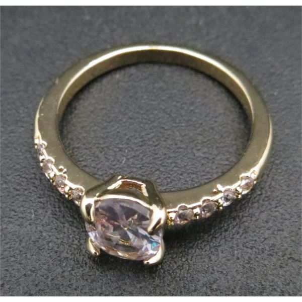 New Gold Tone & Stone Fashion Ring Size 8