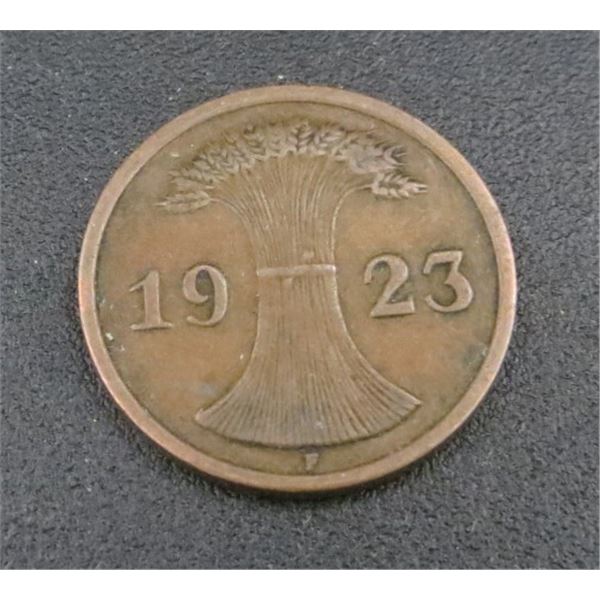 1923 Weimar Republic 2 Rentenpfennig Coin