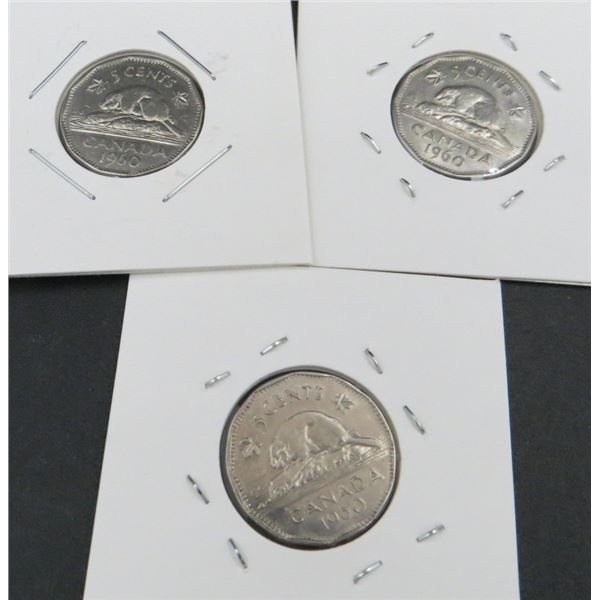 3x Canadian Nickels 1960