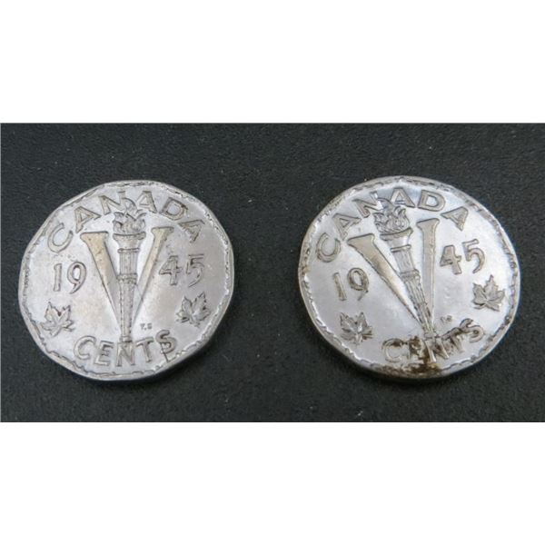 2x Canadian Nickels 1945
