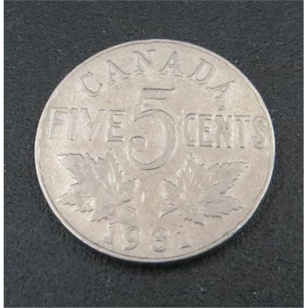 1931 Canadian 5 Cent Coin