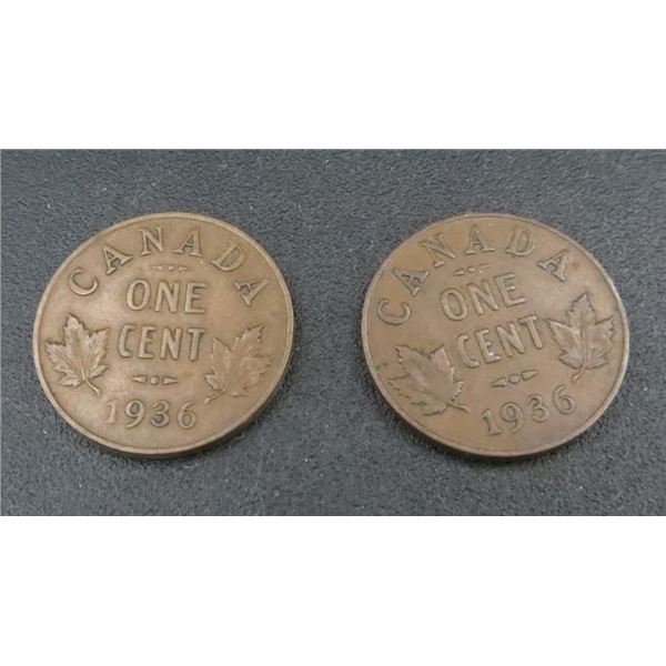 2x Canadian Pennies 1936