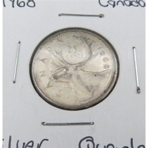 1968 Canadian Silver Quarter (non-magnetic)