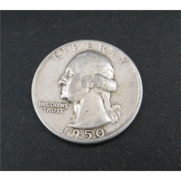 1950 USA Silver 25 Cent Coin
