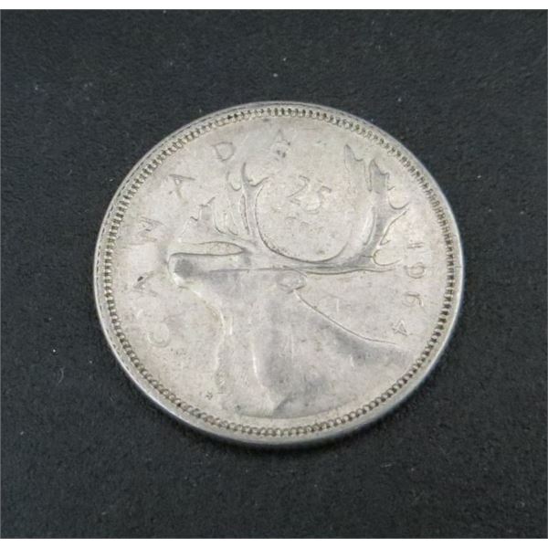 1964 Canadian Silver 25 Cent Coin