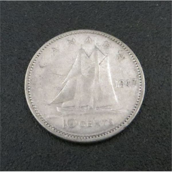 1947 Canadian Silver 10 Cent Coin