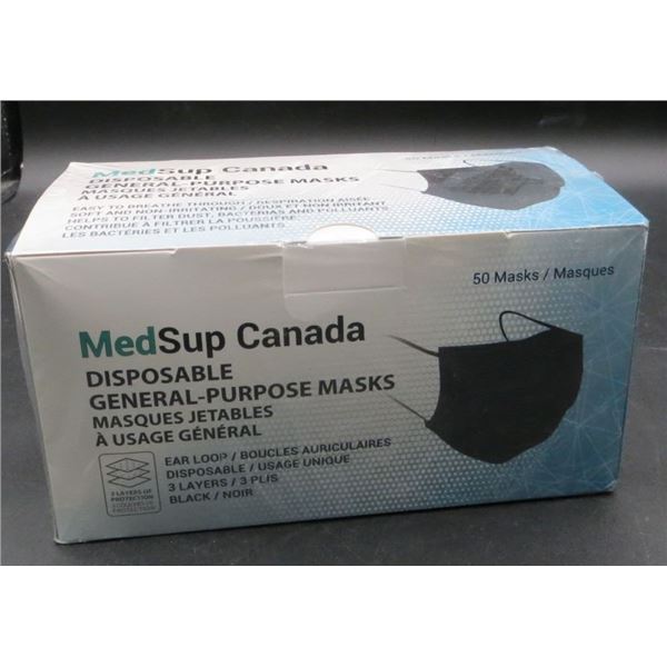 New MedSup Canada Disposable Black Masks Box of 50