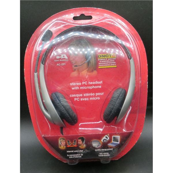 New Cyber Acoustics AC-201 Stereo Headset/microphone Black