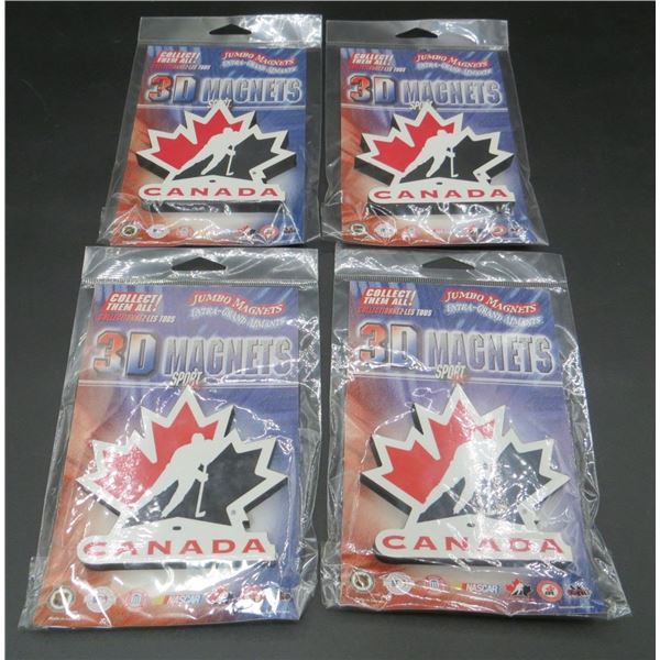 4 New Team Canada Hockey 3D Jumbo Magnets 4" x 4"