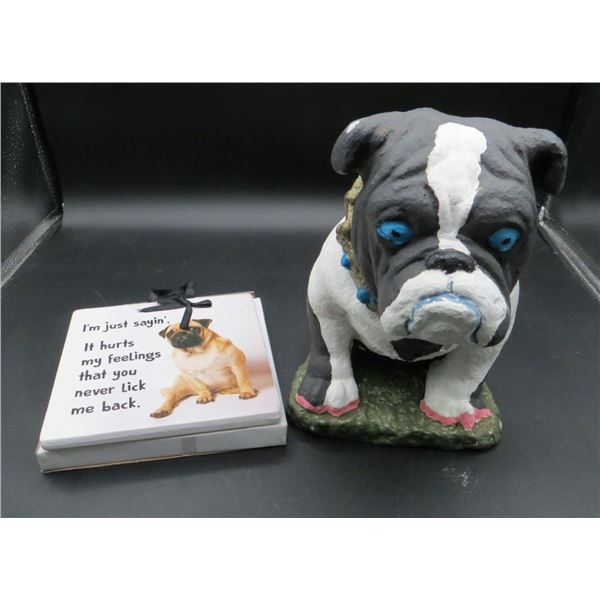 New 7" x 6" Dog Wall Plaque & 9" Tall Ceramic Dog Statue