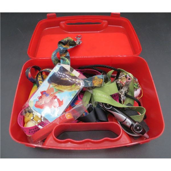 Plastic Carry Case with Lanyards, Collectibles and keychains