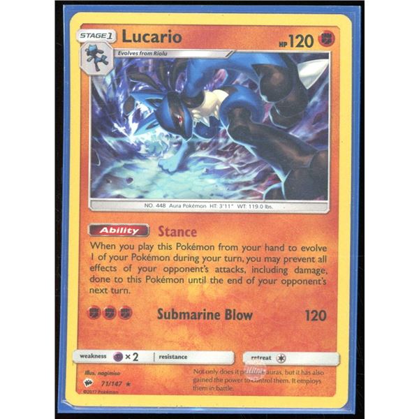Pokemon Lucario - 71/147 - Rare Holo Burning Shadows