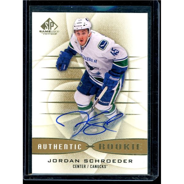 2013-14 SP Game Used Gold Autographs #127 Jordan Schroeder BV $30