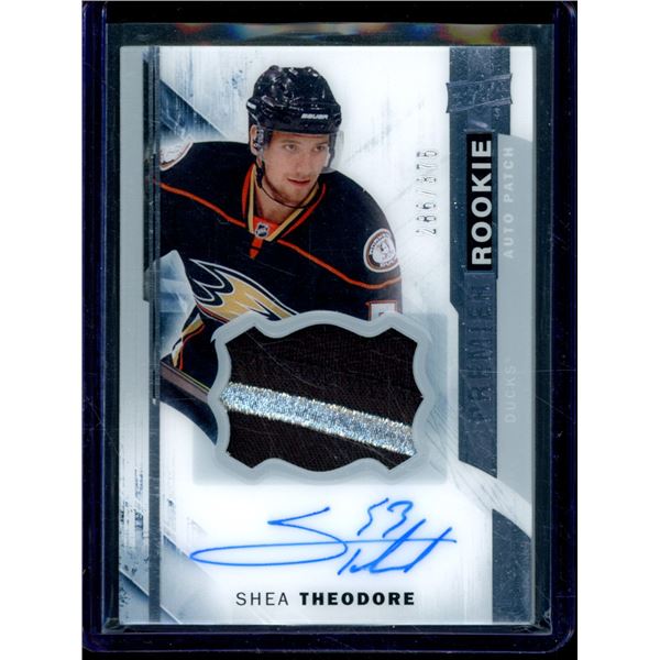 2015-16 Upper Deck Premier #90 Shea Theodore JSY AU 286/375 RC BV $55