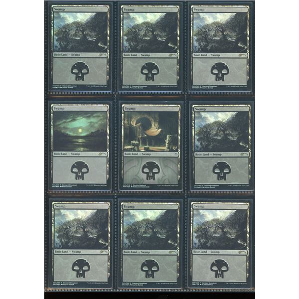 Lot Of 9 Various Magic The Gathering FOIL Swamp Lands
