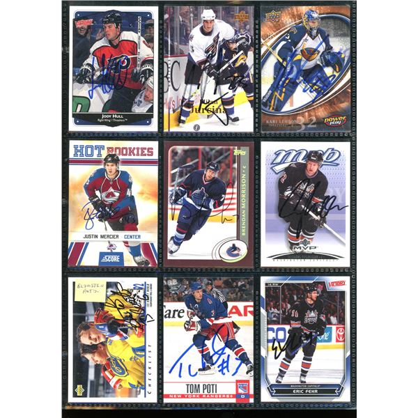 Lot of 9 Autographed Hockey Cards Various Teams & Players