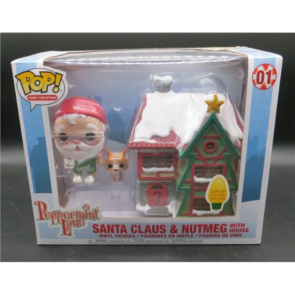 New Funko Pop Town Christmas Santa Claus & Nutmeg #01 "lights up" BV $40