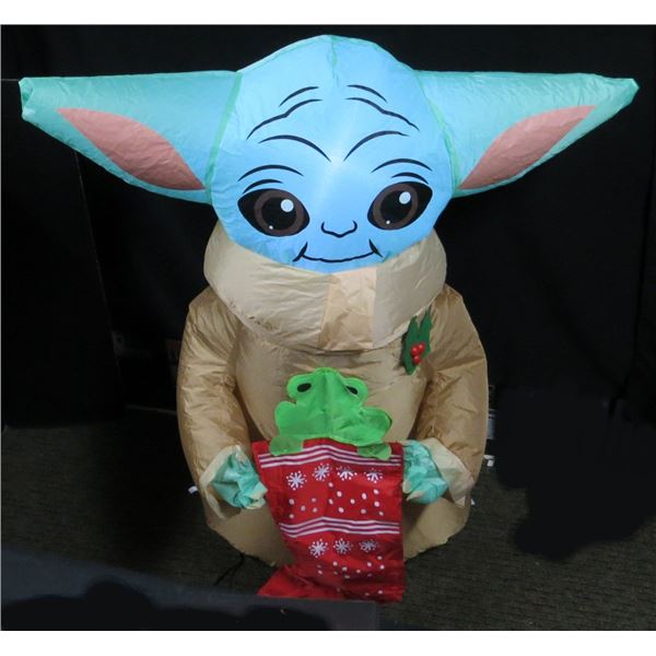 Grogu with Frog in Stocking 3.5 ft Tall Electric Inflatable Indoor/Outdoor