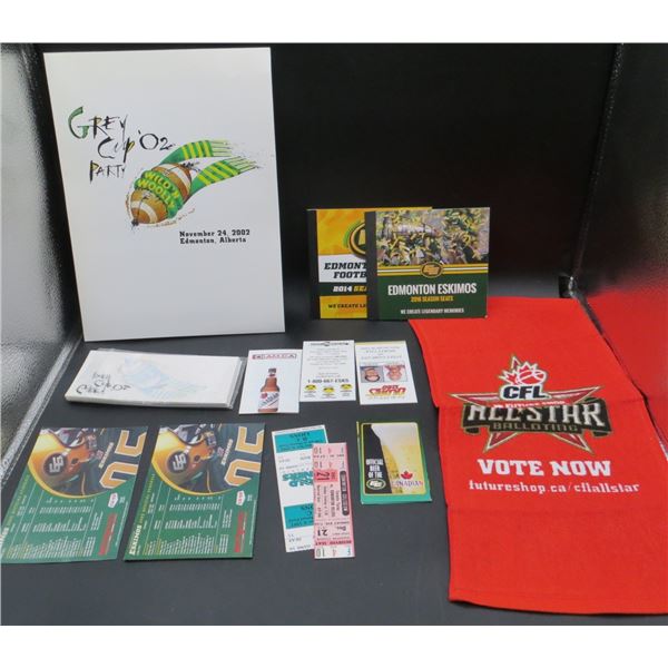 Lot of Various CFL Items 14 Window Clings, Towel, Ticket Stubs & Schedules