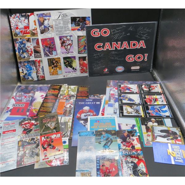 Large Collection Of Various Hockey Cards, Un-Cut Sheets & Promo Cards