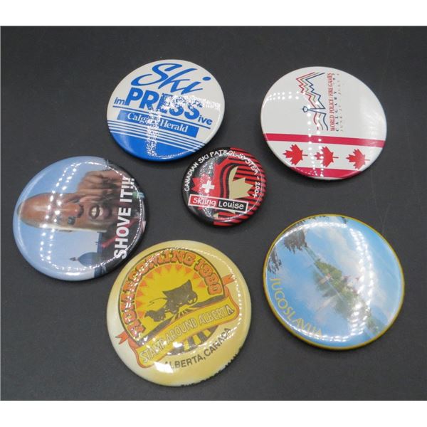 Lot Of 6 Various Pinback Buttons