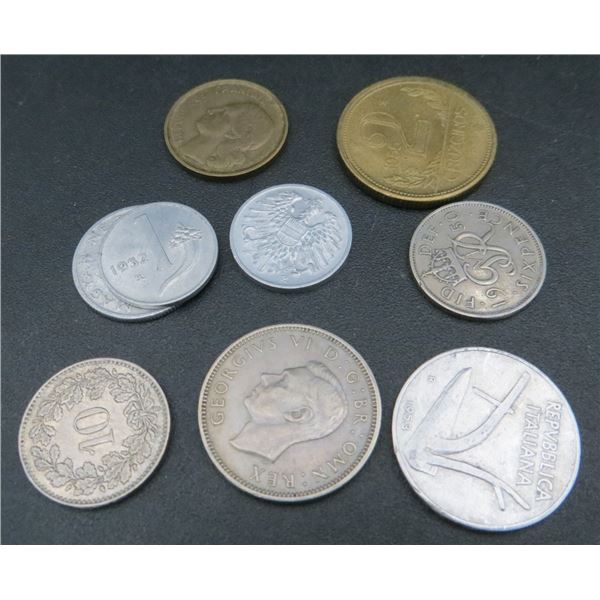 Lot of 9 Various World Coins