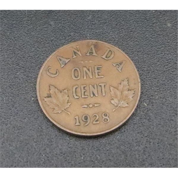 1928 Canadian Penny One Cent Coin