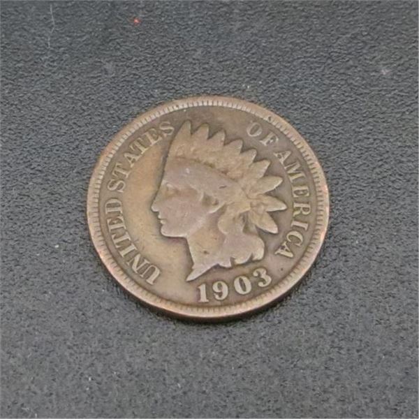 1903 USA Indian Head Penny 1 Cent Coin