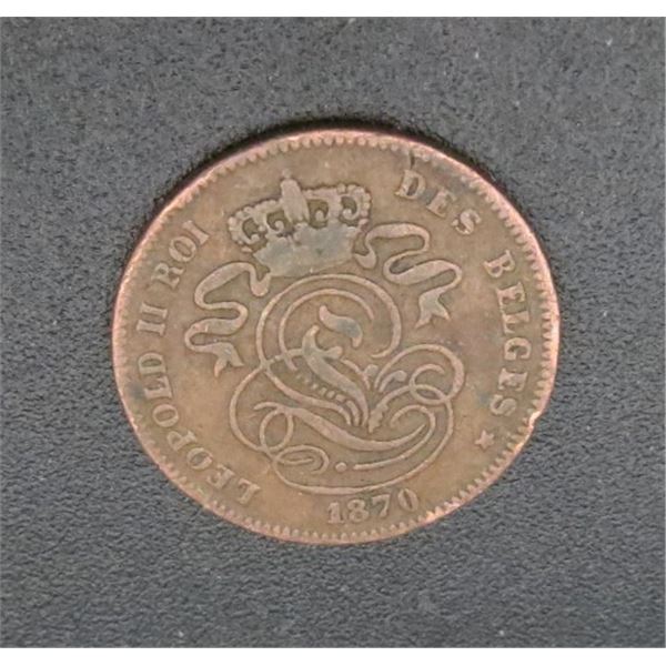 1870 Belgium 2 Cent Coin