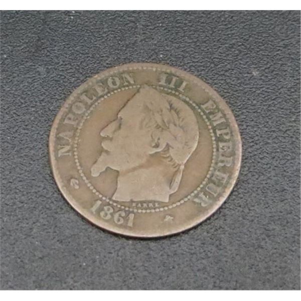 1861 Napoleon III Deux Centimes Coin