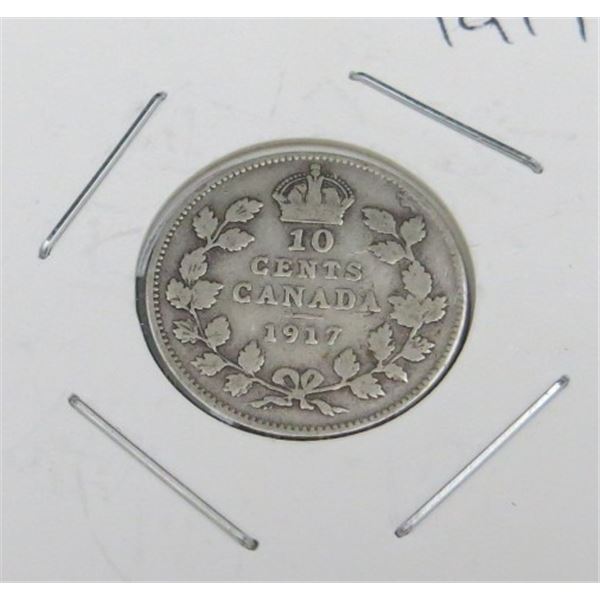 1917 Canadian Silver 10 Cent Coin