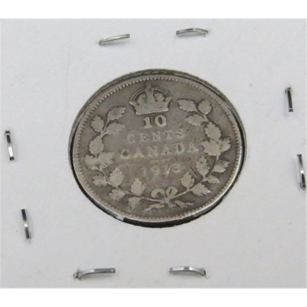 1913 Canadian Silver 10 Cent Coin