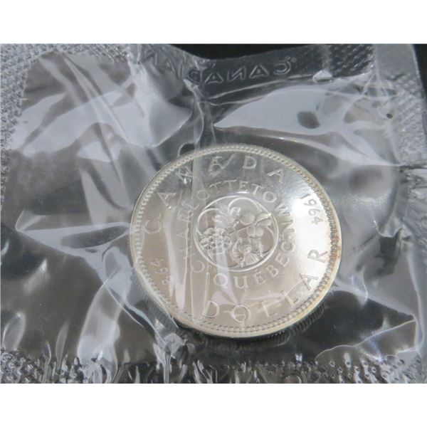 1964 Canadian Silver $1 Dollar Coin Sealed Proof Like